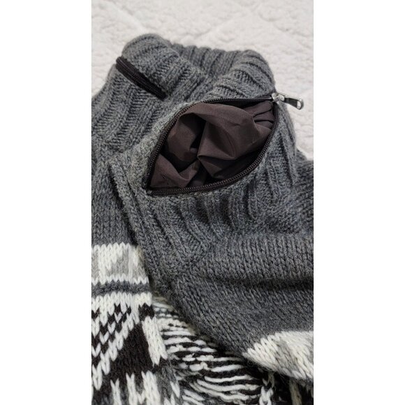 Lauren Ralph Lauren Active Womens Gray Nordic Full Zip Sweater Hidden Hoodie XL - Picture 2 of 10